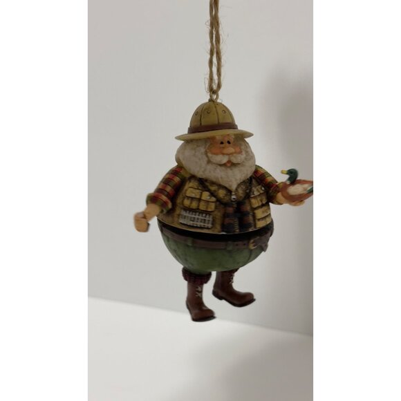 Vintage Hunter Santa Christmas Ornament With Duck & Binoculars - Picture 15 of 15